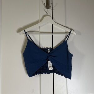 Blue Twist Front Crop Top